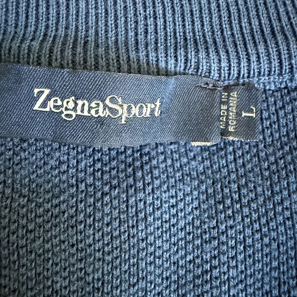 🔥ZegnaSport Men’s Half-Zip Cotton Sweater Navy Blue L | Italian Luxury Designer🔥 - Picture 2 of 13
